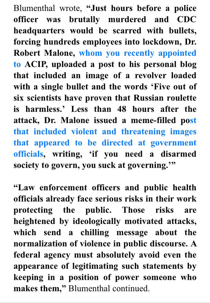 Blumenthal wrote, 