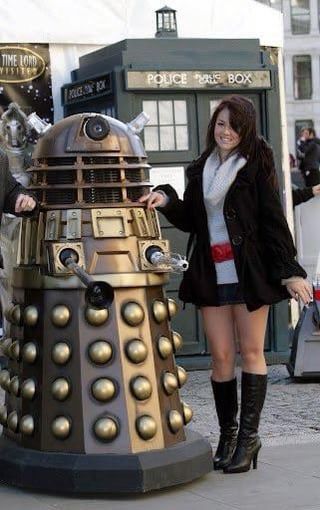 Stacey slater stood next to a dalek