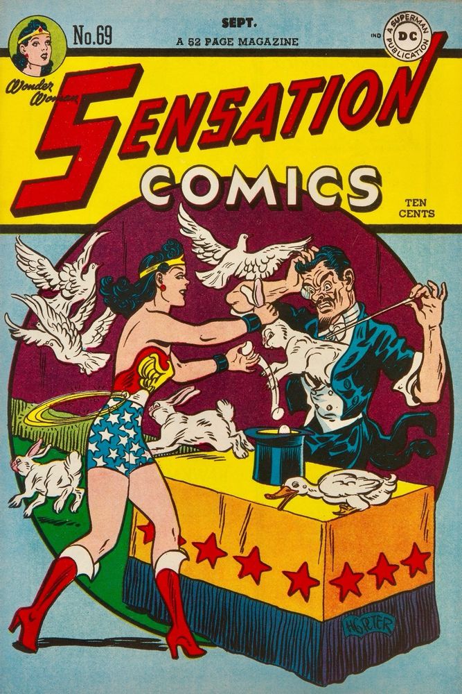 Sensation Comics #69, September 1947, cover by Harry G. Peter.