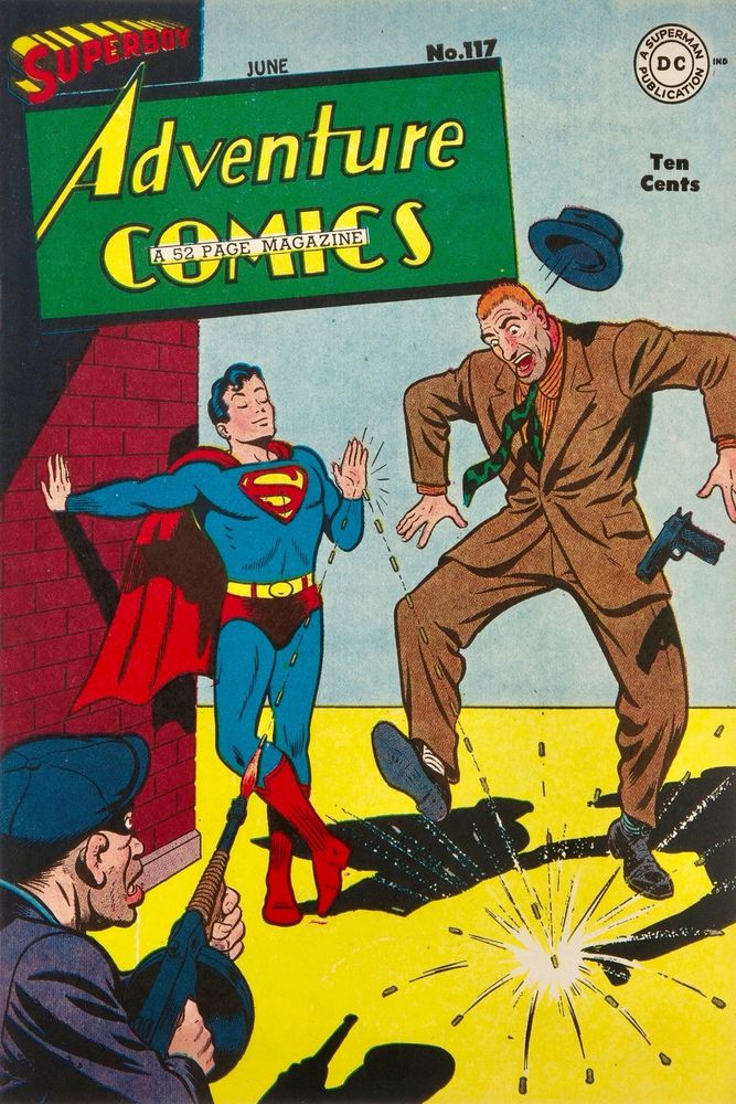 Adventure Comics #117, Jun 1947, cover by Jack Burnley & George Roussos.