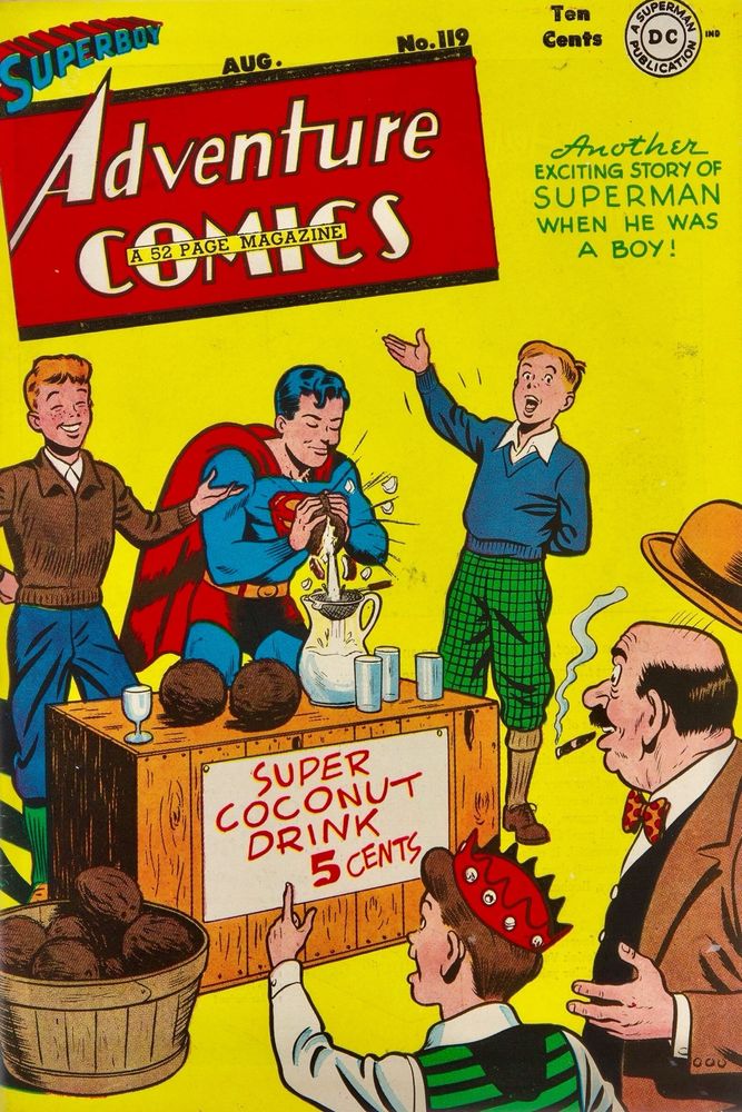 Adventure Comics #119, Aug 1947, cover by Jack Burnley & Stan Kaye.