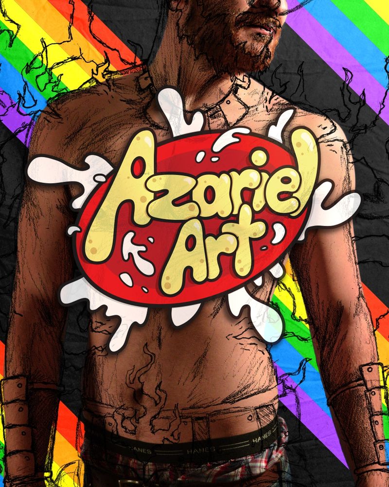 Azariel Art Logo with male figure in background
