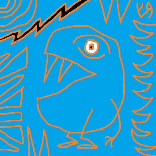 Digital drawing created in MS Paint on my ancient laptop! Big mouthed, fanged monster that looks like it's mostly designed for eating things (particularly things that it doesn't like!)
