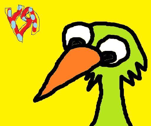 Strange digital portrait of a creepy, bird puppet that CLEARLY needs to be avoided. It's beak looks strong enough to punch through concrete! And that blank, yet disturbing LOOK in its globular eyes... Chilling... Or something...