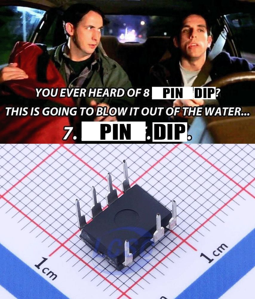 You ever heard of 8-pin DIP?
This is going to blow it out of the water...
7. Pin. DIP.