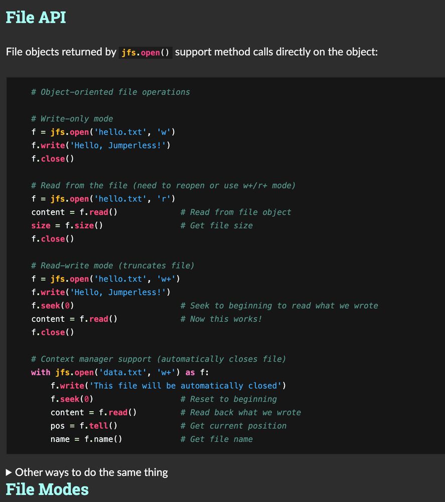 Showing a code block from the docs using my custom lexer