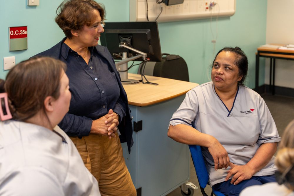 Professor Nicola Ranger meets Edinburgh Napier nursing students.