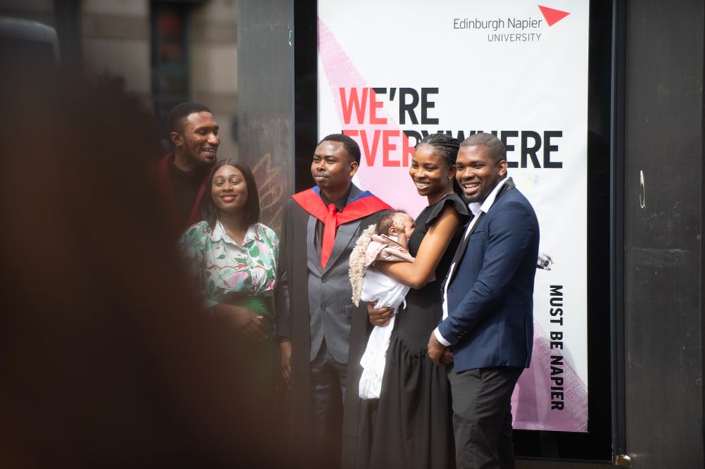 A We're Everywhere poster outside the Usher Hall at a recent Edinburgh Napier Graduation.
