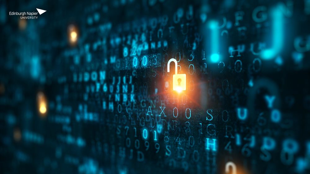 A cyber security graphic with ENU logo.