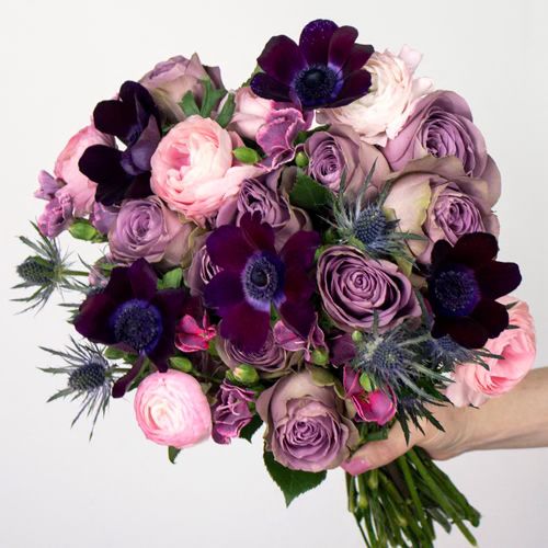 purple bouquet of flowers