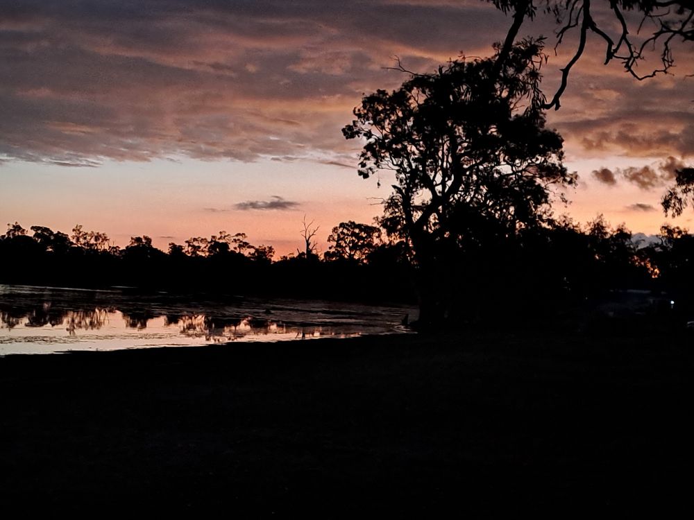View of sunset at Lake Wooroonook, on edge of Mallee.