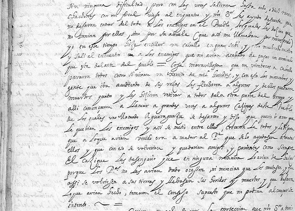 A folio of a Spanish document from the 17th Century.