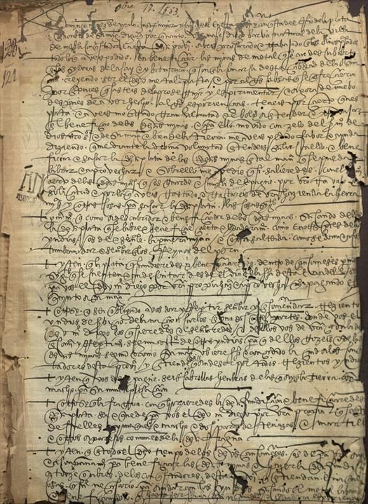 A folio of a Spanish document from the 16th Century.