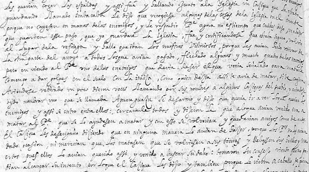 A folio of a Spanish document from the 17th Century.