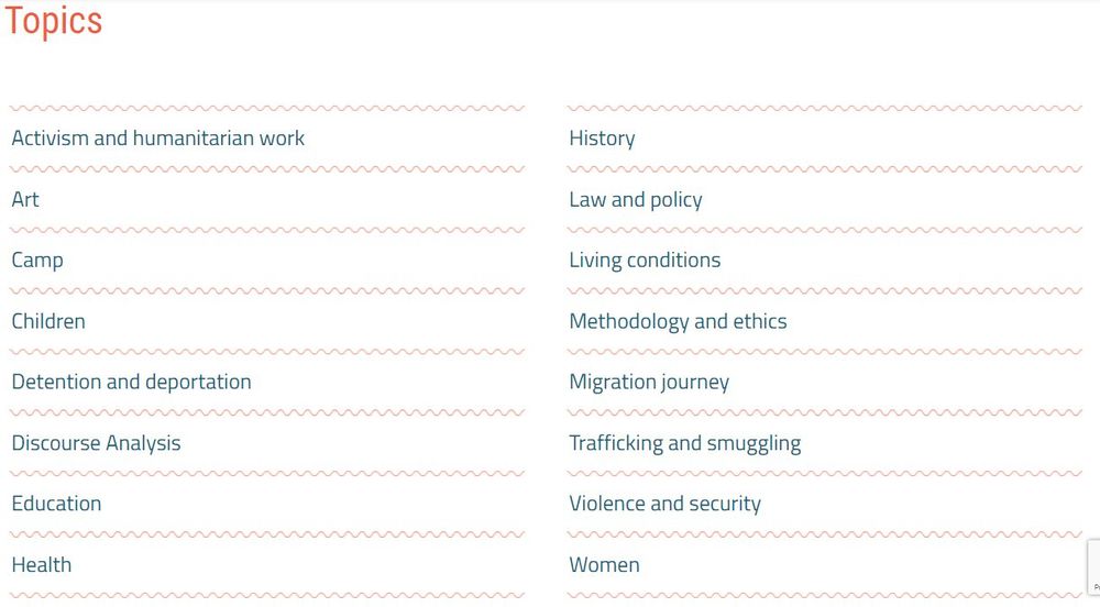 List of topics on the France-UK Border Research website