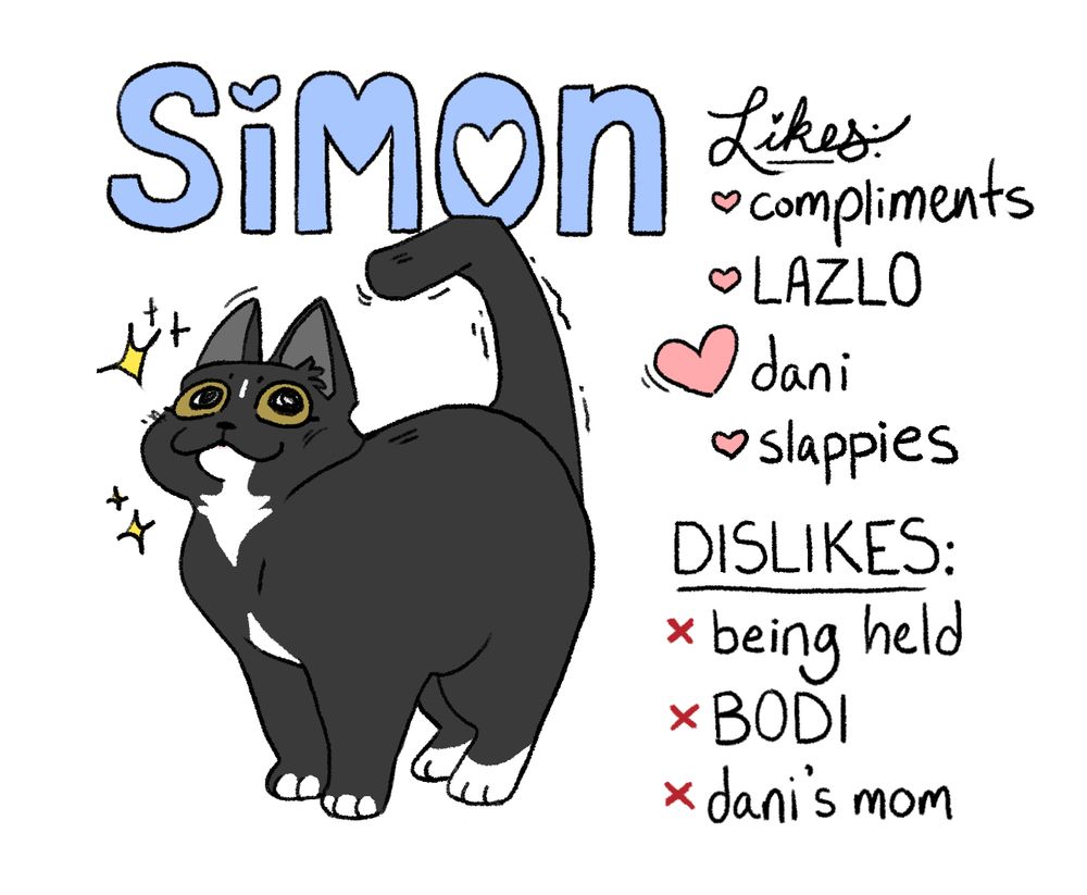 a cute drawing of my tuxedo cat simon