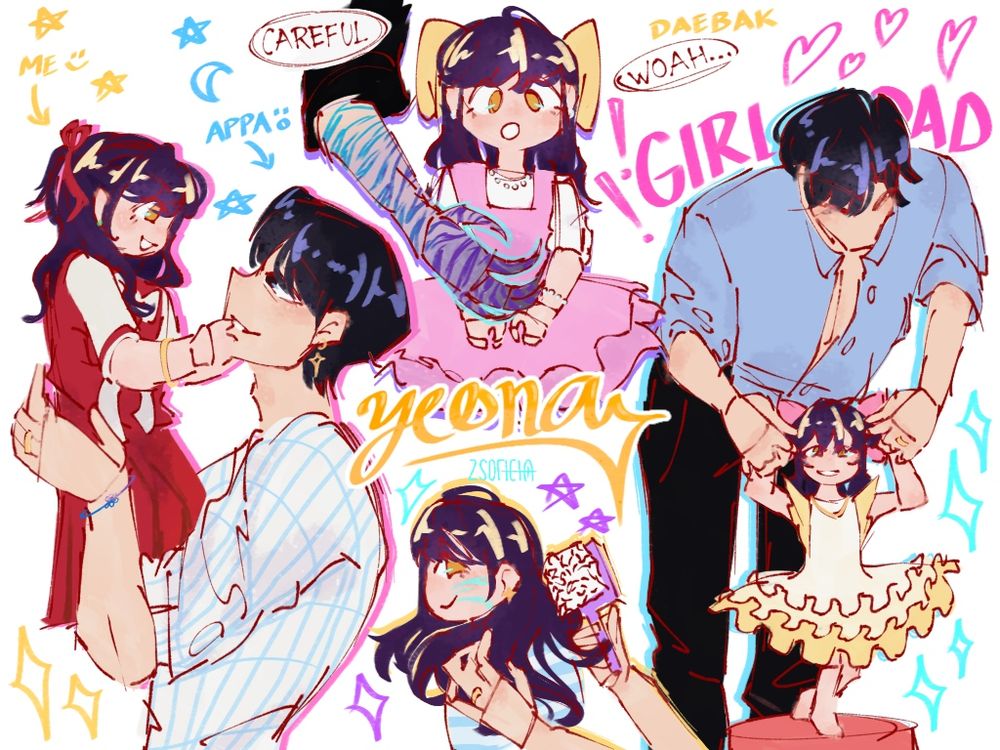 girldad jinu with baby yeona, his and rumi’s daughter <3