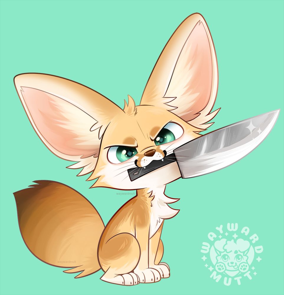 A smol fennec who has big problems, will sort them out with their trusty knife!