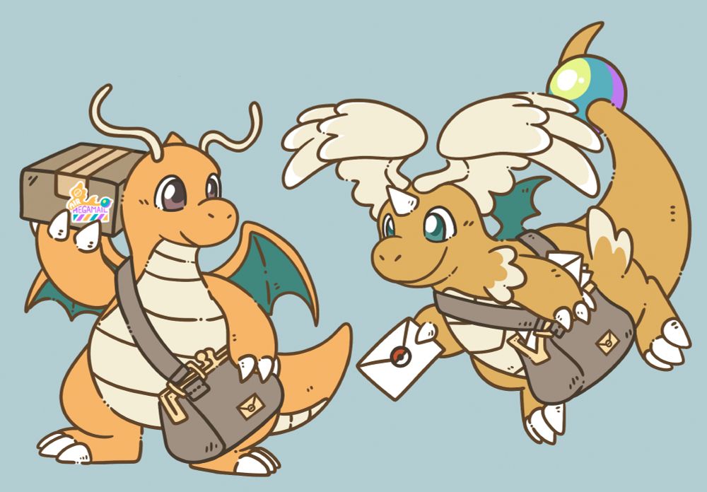 A mail delivering dragonite and mega dragonite 