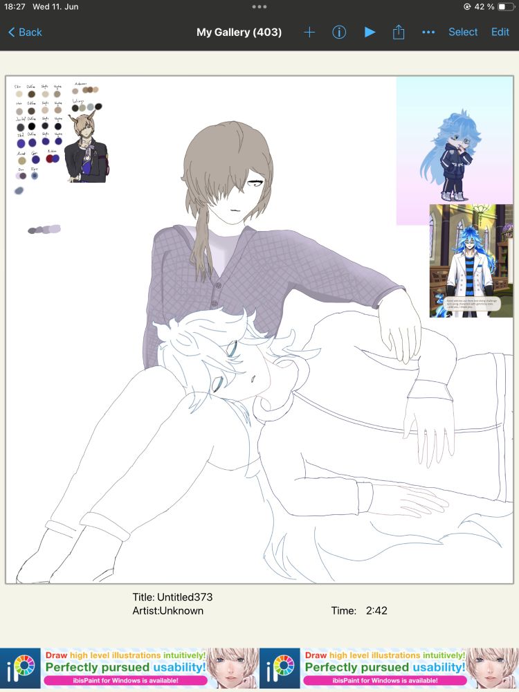 Unfinished drawing of my OC and Idia from twisted wonderland that has taken almost 3 hours and I’ve just started colouring 