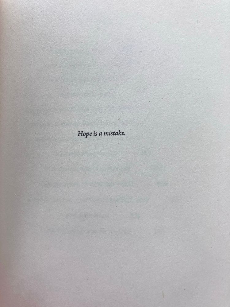 Epigraph to the novel “Herscht 07769,” by László Krasznahorkai: “Hope is a mistake.”