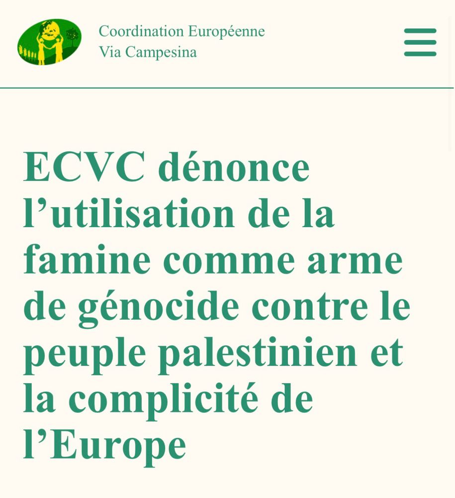 📣 @eurovia.org dénonce l’utilisation de la famine comme arme de génocide contre le peuple palestinien et la complicité de l’Europe
👉 https://www.eurovia.org/fr/communique-de-presse/ecvc-denonce-lutilisation-de-la-famine-comme-arme-de-genocide-contre-le-peuple-palestinien-et-la-complicite-de-leurope