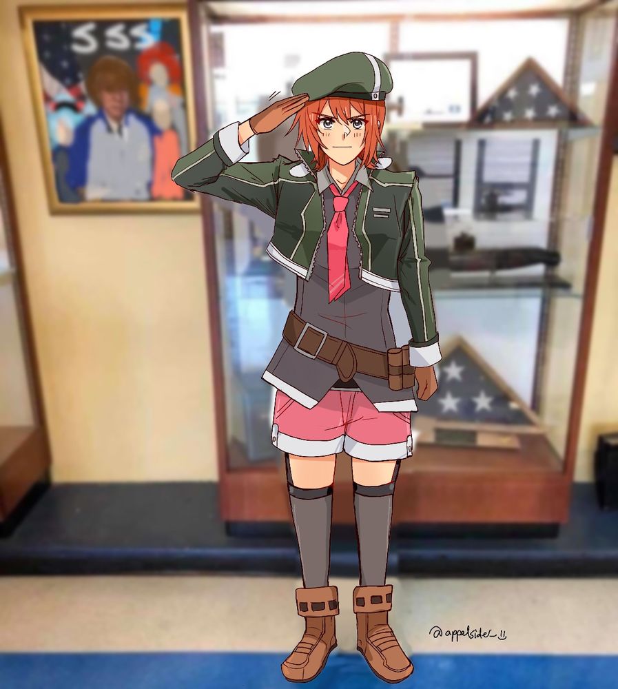 The meme where an officer does a salute, but this time with Noel from trails