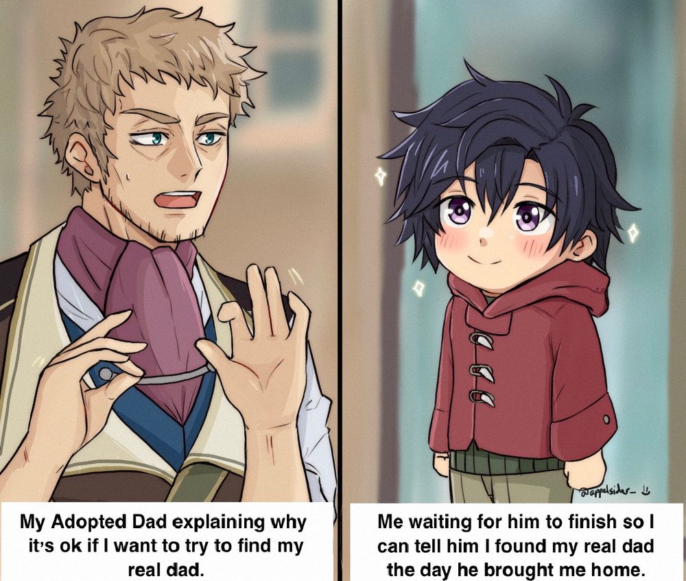 Wholesome Meme with Teo and child Rean saying he considers him his real dad