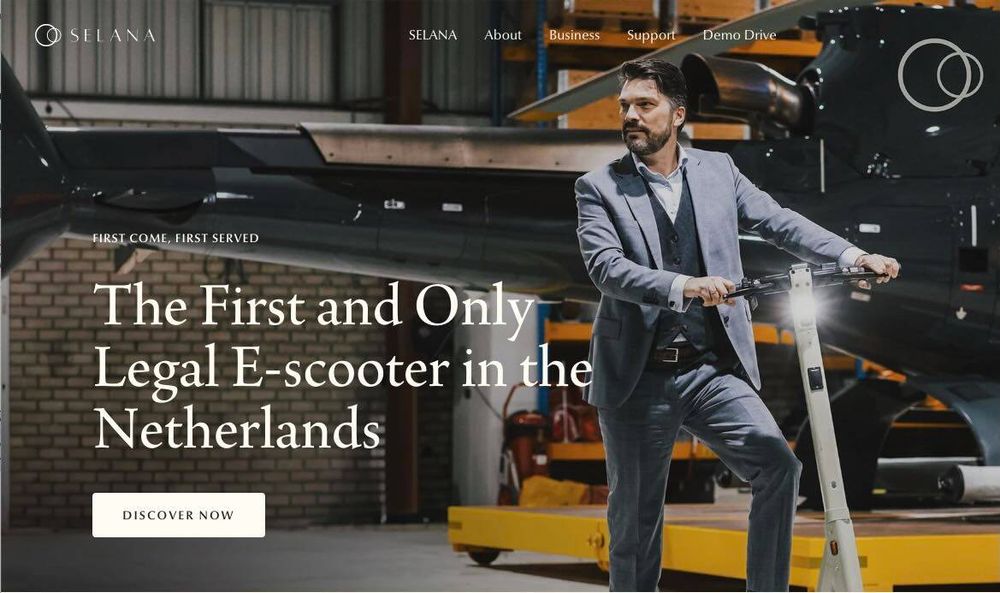 Website image showing man on the e-scooter.