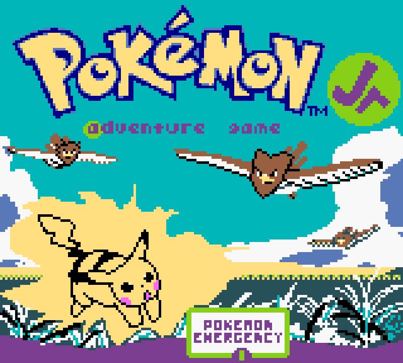 Gameboy Color inspired pixel art for the cover of an older Pokemon card RPG called "Pokemon Jr. Adventure Game" for kids. I did a live stream running sort of like a liight DND campaign with some good friends ages ago, alongside some fun assets made for the stream.