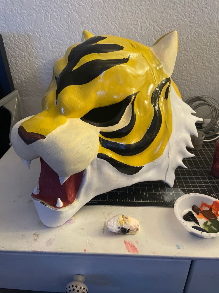 3D Printed Tiger Mask, from the hit anime “Tiger Mask W” in mid-paint