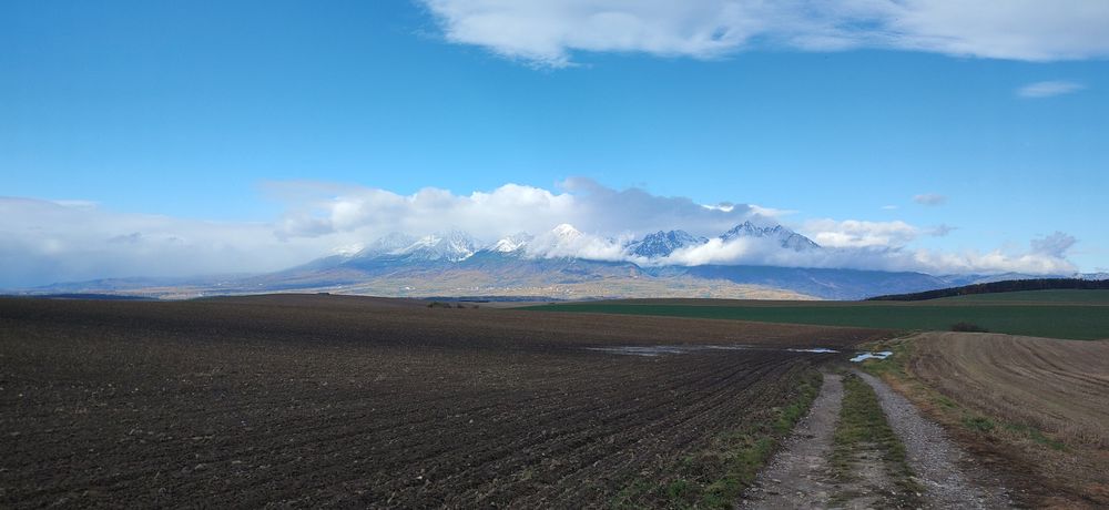 Tatra mountains, partially covered in clouds.