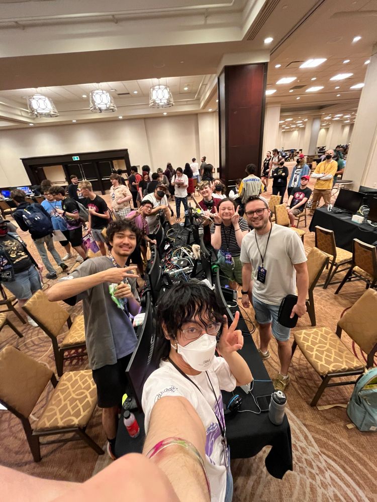 Selfie of post silver bracket finals. Team Beavertails and meowing in Canada