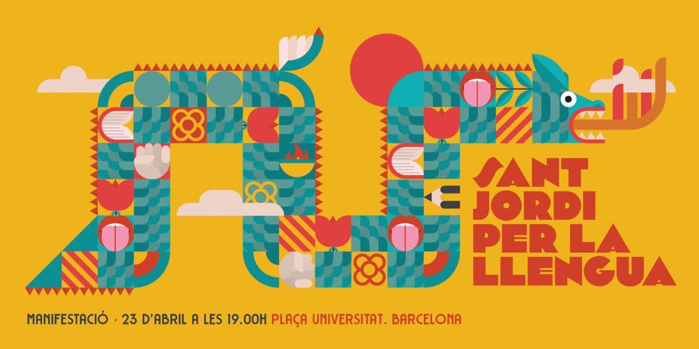 Cartell de la manifestació convocada per Sant Jordi per la Llengua