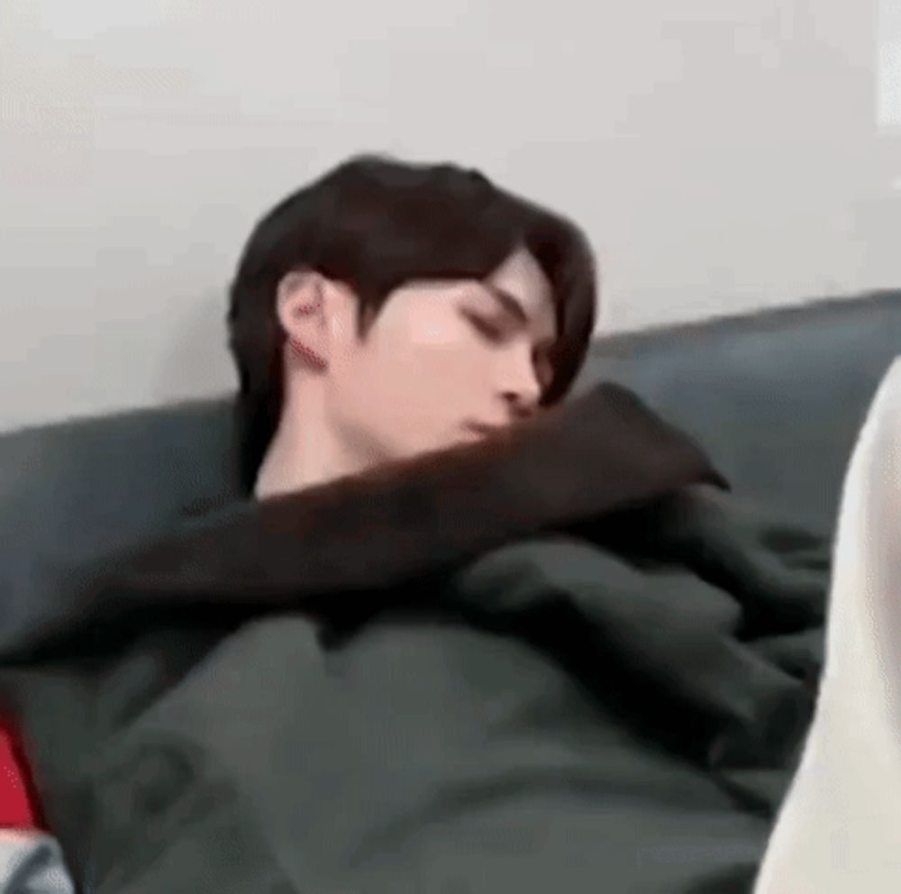 a man is sleeping on a couch with a blanket on his head .