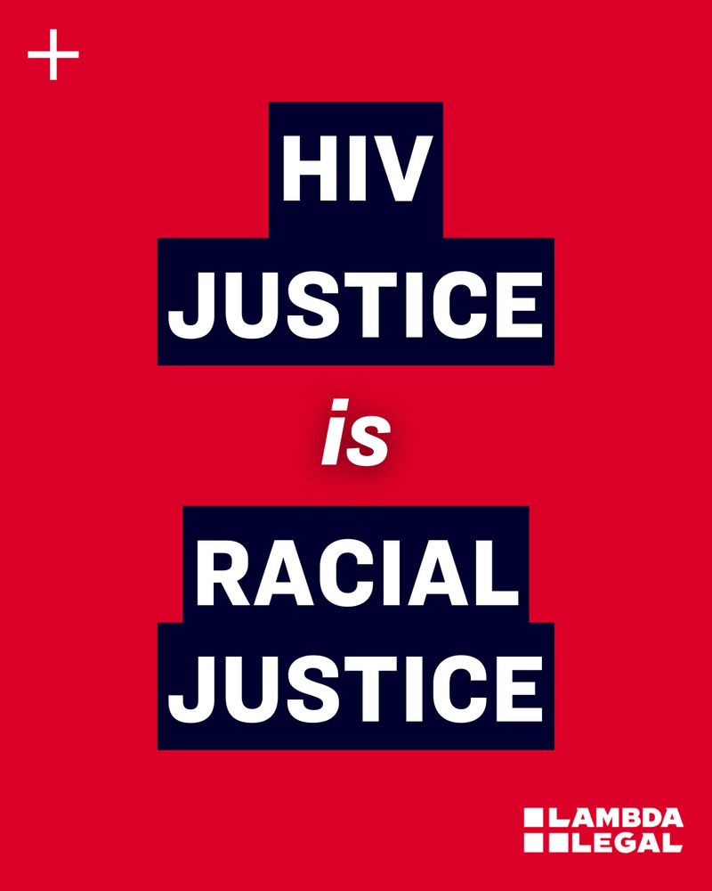 Red graphic with large text that reads, "HIV justice is racial justice".