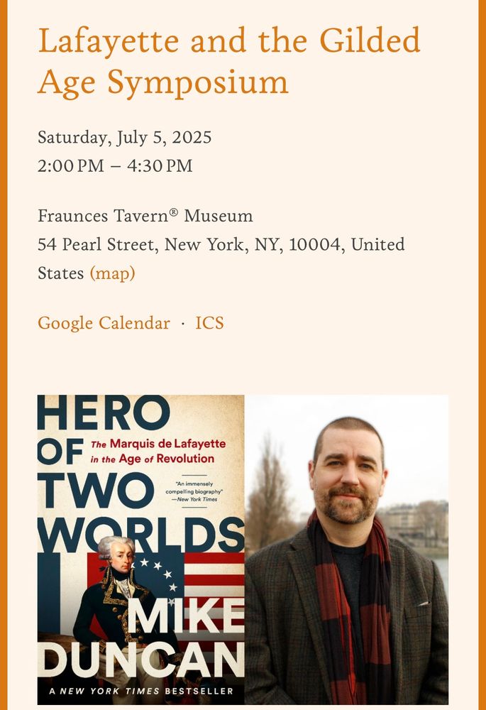 Mike Duncan at the Fraunces Tavern July 5 at 2p. Link to tickets