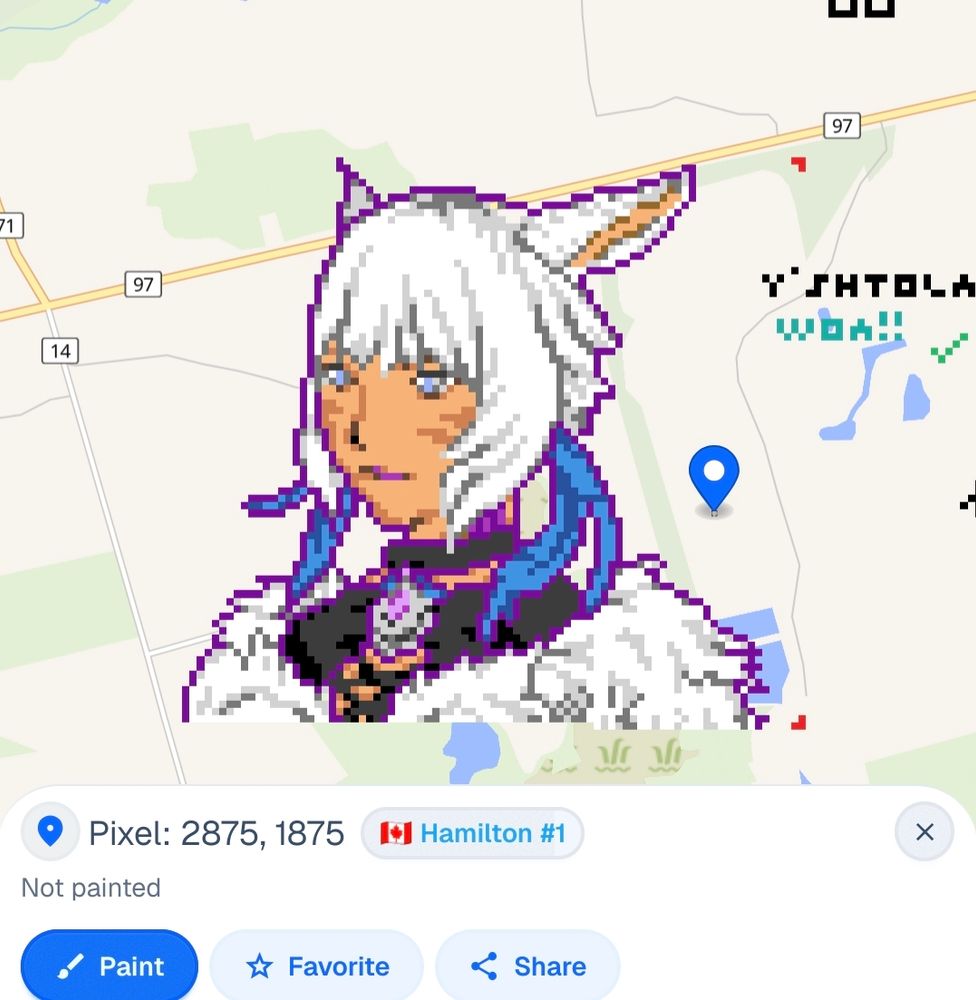 a large shoulders up portrait of y'shtola from ff14 but out of pixels on wplace