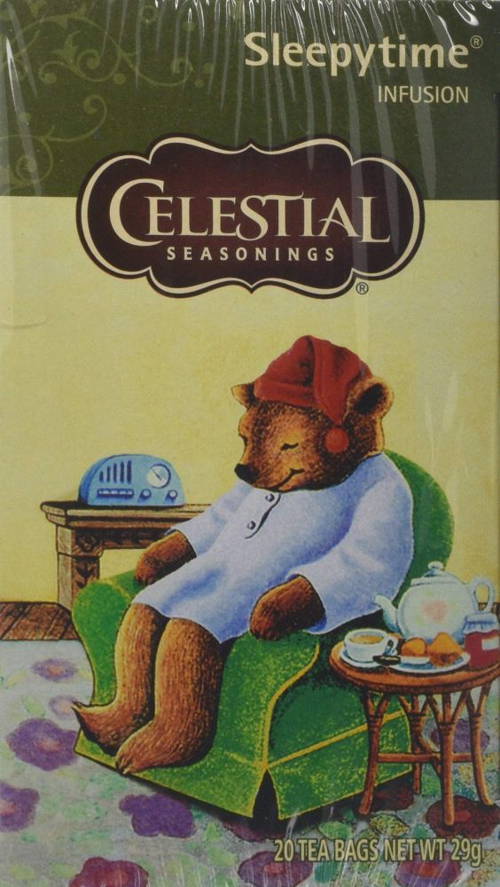 The sleepy time tea bear, he is so sleepy 