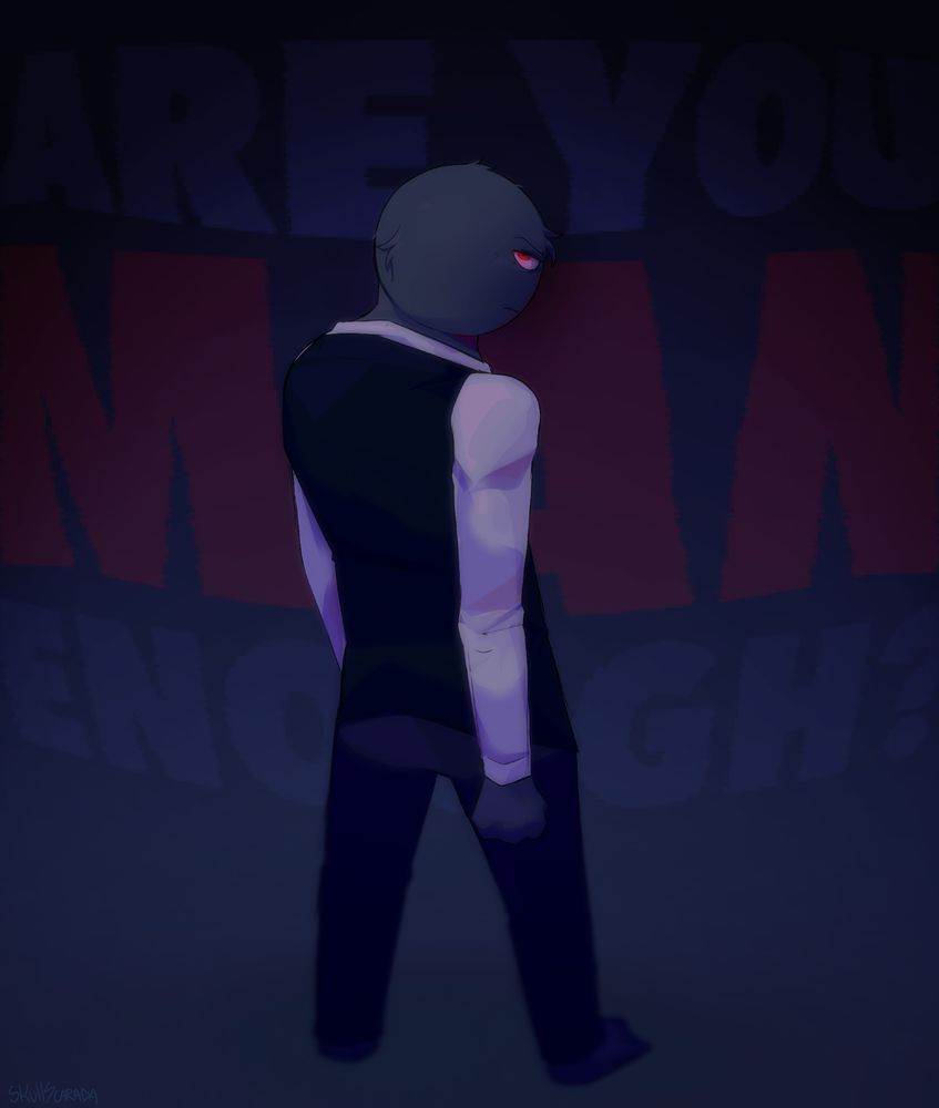 A depiction of my oc standing looking back up towards the viewer