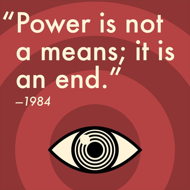 Power is not a means; it is an end. - 1984. 
With image of a stylized eye.
