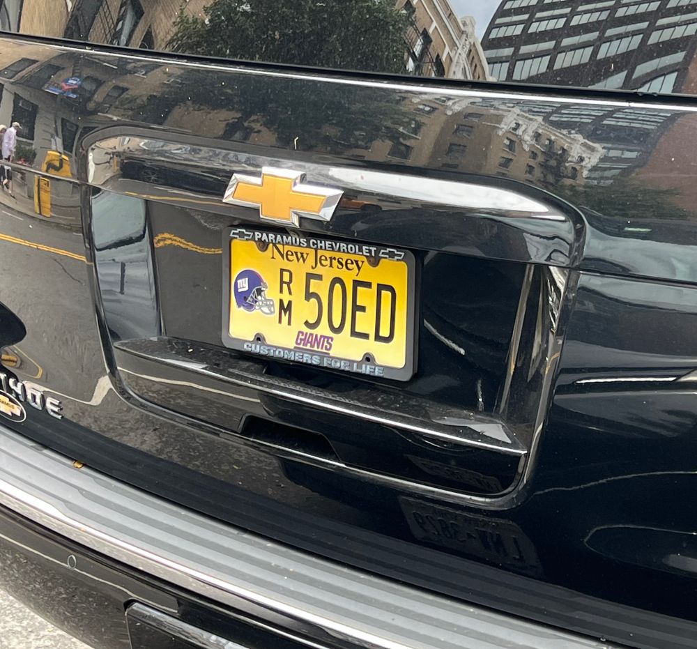 A license plate saying RM 50ED
