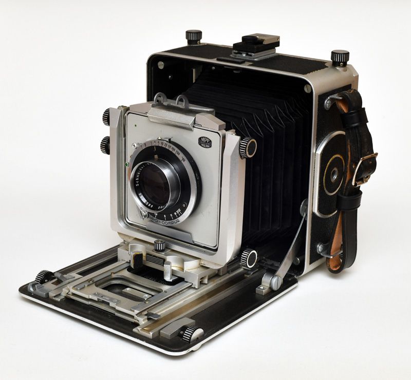 A 5" x 4" technical film camera made by Micro Precision Products (MPP) of Kingston-on-Thames.