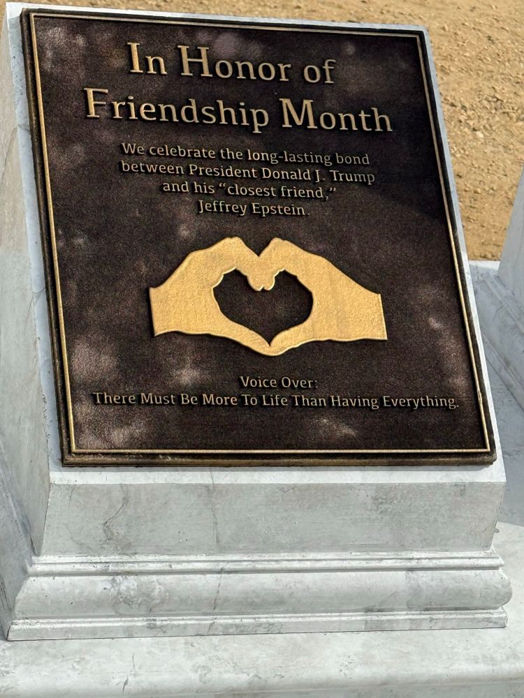 An anonymous artist installation of the Trump-Epstein relationship stood outside the Capitol on Tuesday just in time for friendship month. Brass plaques are inscribed with comments from a letter allegedly written by Trump to Epstein. It is not known how long the installation will be displayed.