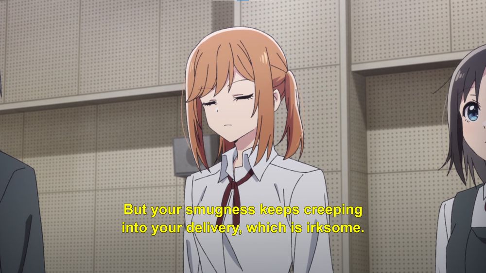 screencap of 'flower and asura' in which an hanashura is told 'your smugness keeps creeping into your delivery, which is irksome'