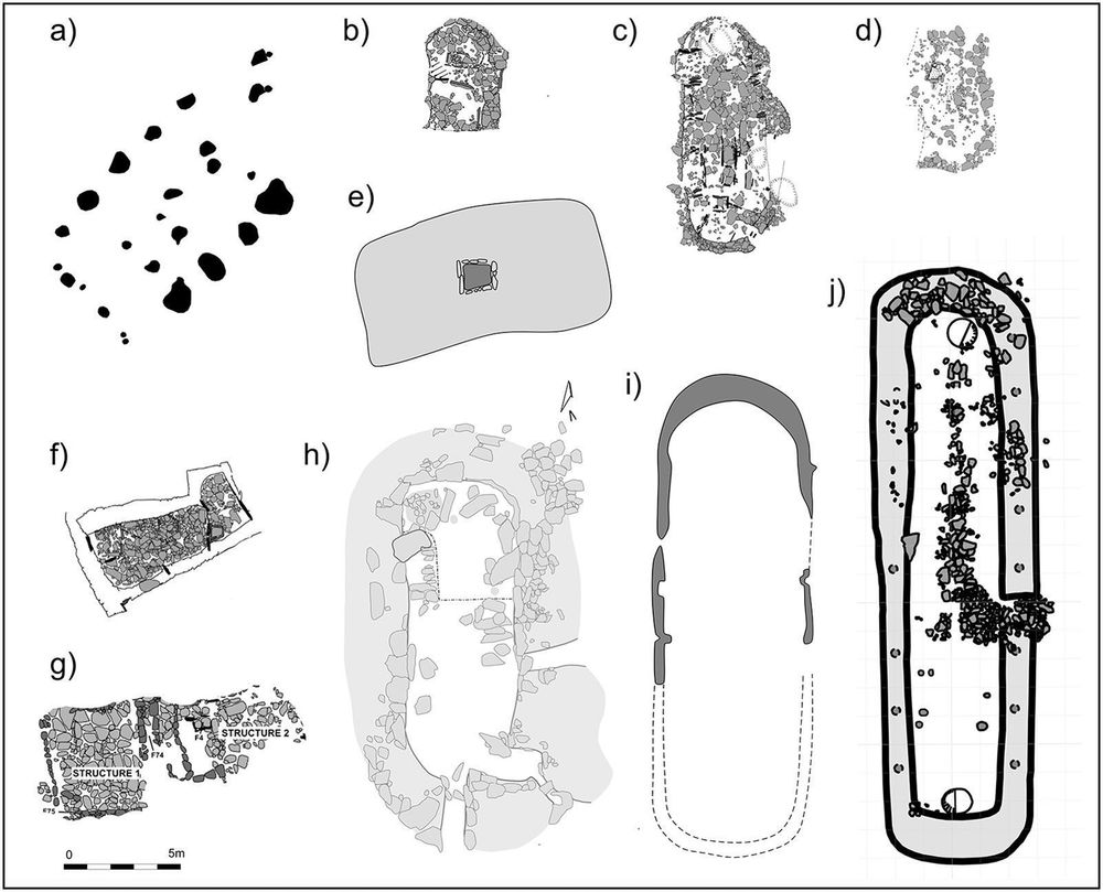 Plans of rectilinear structures from across Pictish Scotland. First thought to be Norse, the new dates indicate they were built prior to Scandinavian settlement.