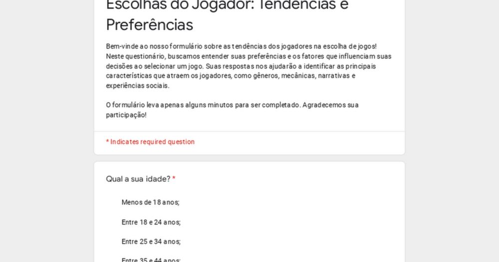 Escolhas do Jogador: Tendências e Preferências