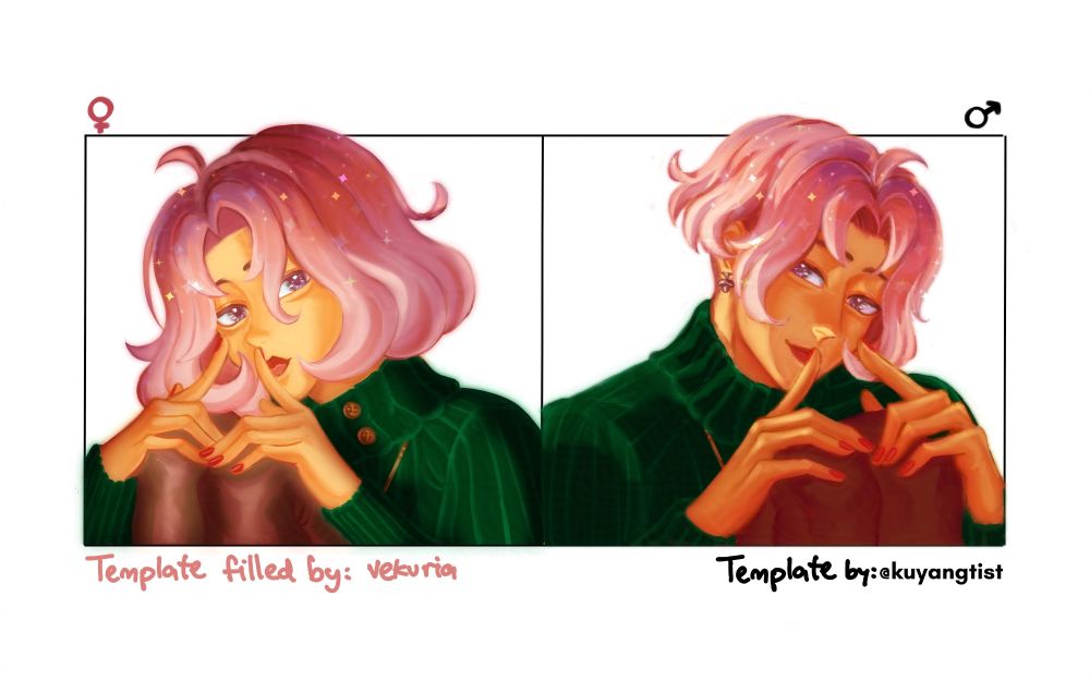 an OC meme depicting my OCsona on the left and my genderbend version on the right