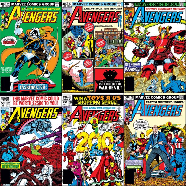 Avengers #196-201 cover dated June-November 1980.