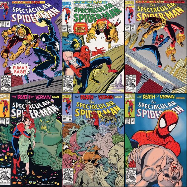 Peter Parker, the Spectacular Spider-Man #191-196 cover dated August 1992-January 1993.